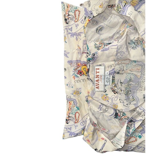 VTG Avanti Silk Hawaiian Shirt kiloi i ke upena Pa’u Rider uliuli Beach Comber S - Picture 8 of 13